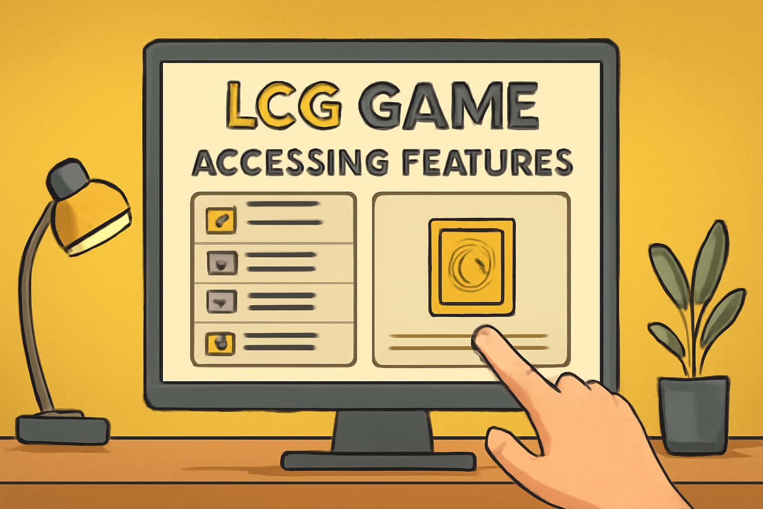 Informational graphic illustrating Accessing LCG Game Features in a professional setting.