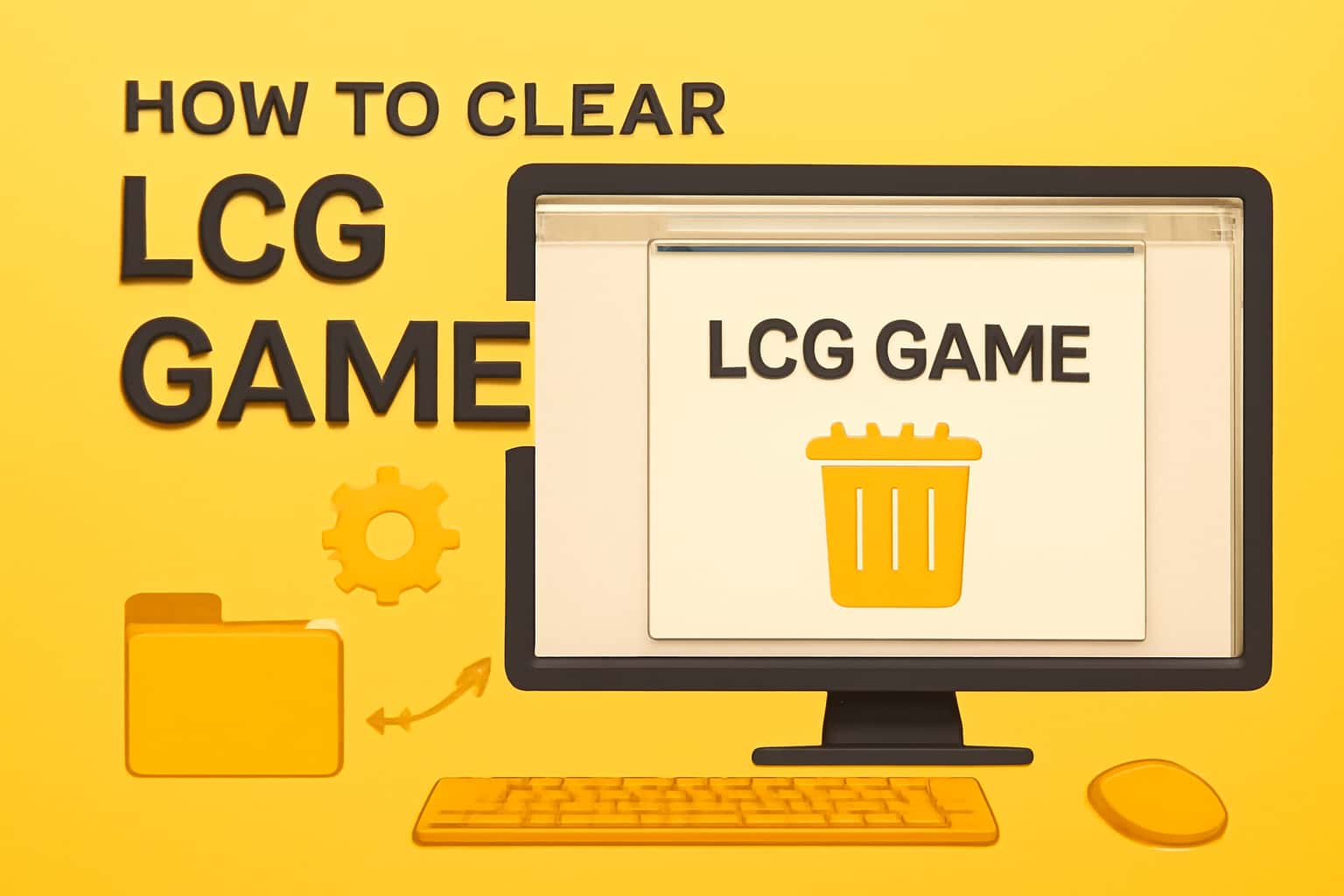 An informational display about clearing the cache for LCG Game with a futuristic design.