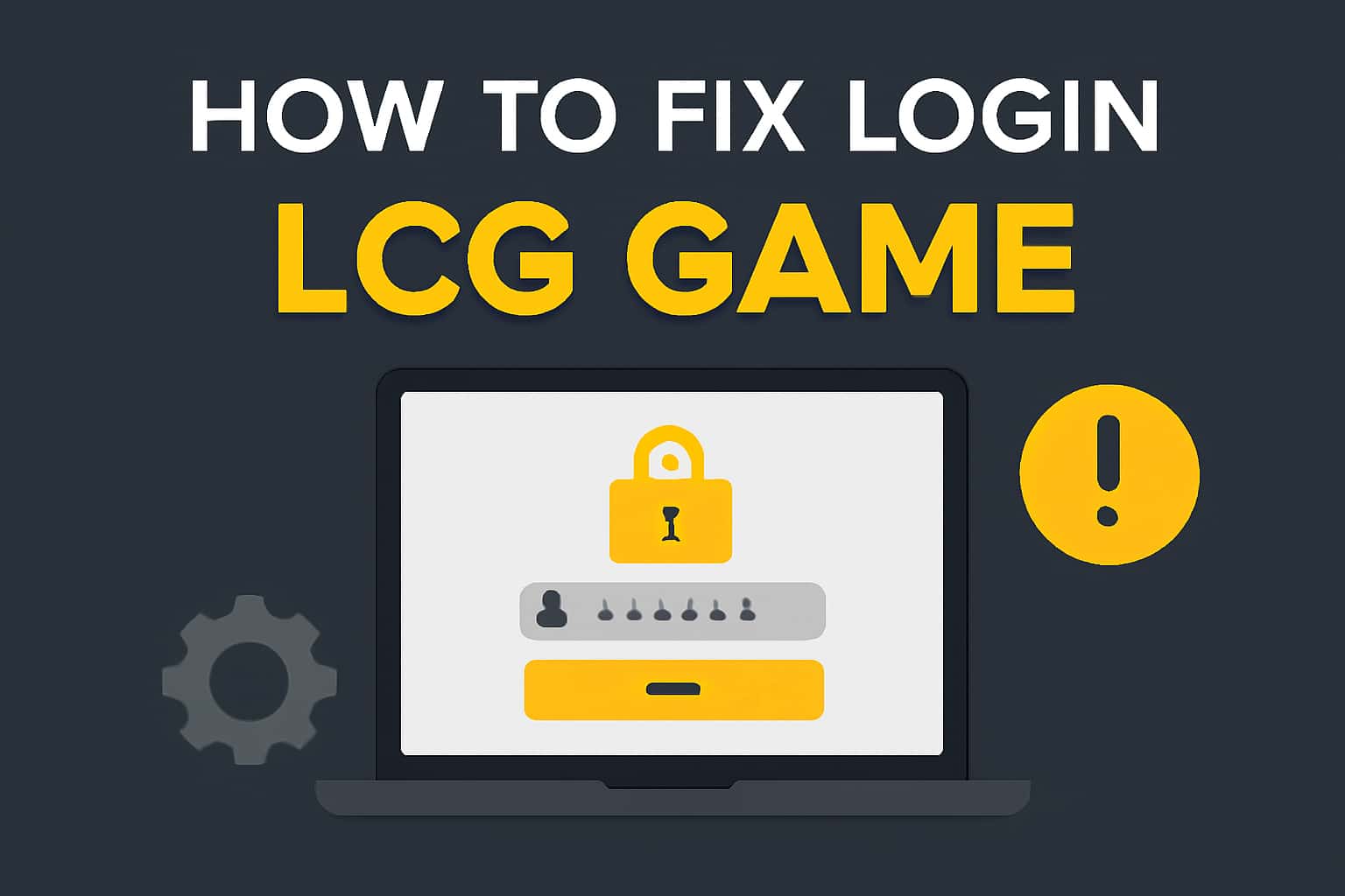 An informational scene showcasing solutions for fixing login issues in LCG Game.