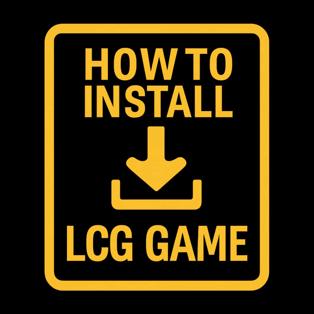 Simple badge design signifying guidance on installing LCG Game.
