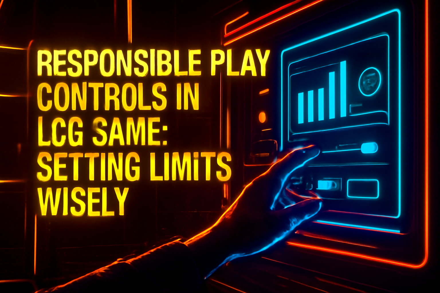 An educational scene featuring the title 'Is LCG Game Safe on iOS?' with futuristic design elements.