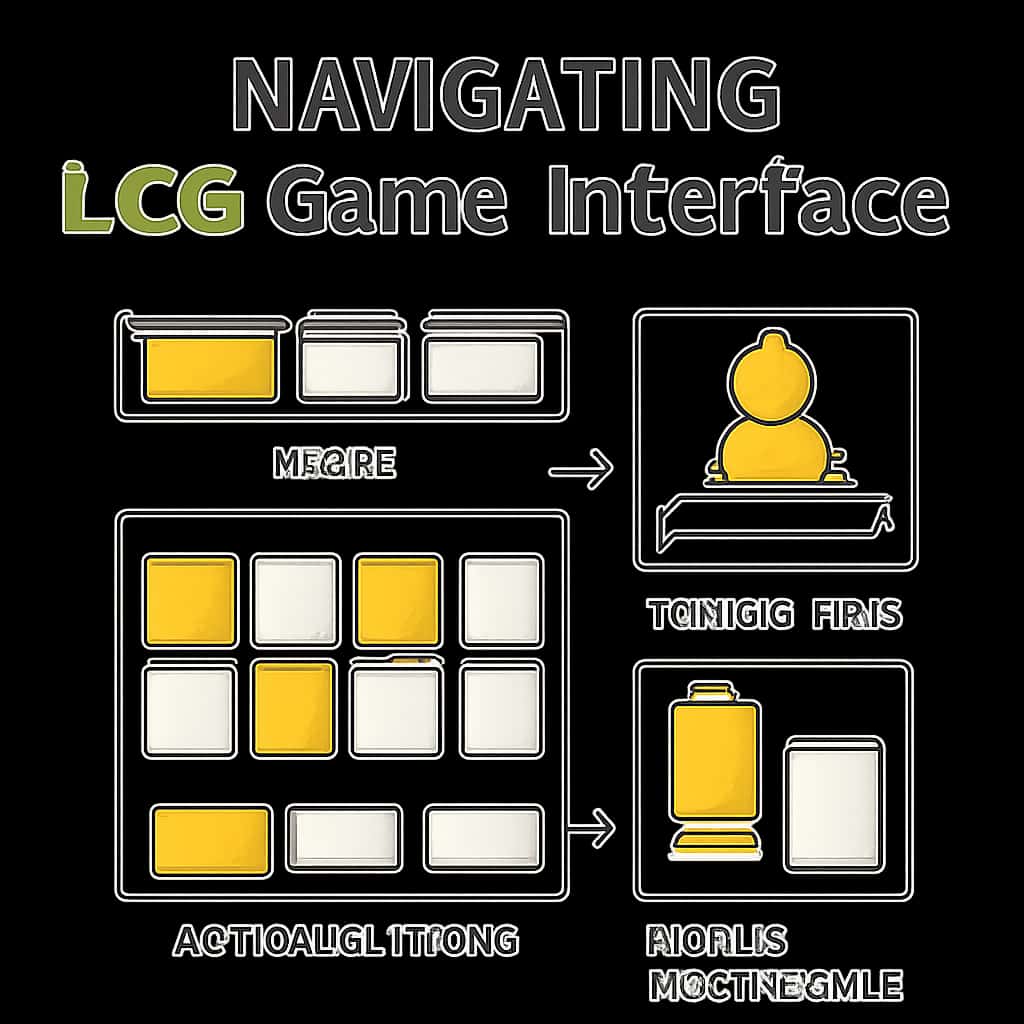 An educational diagram illustrating the key components of the LCG Game interface.