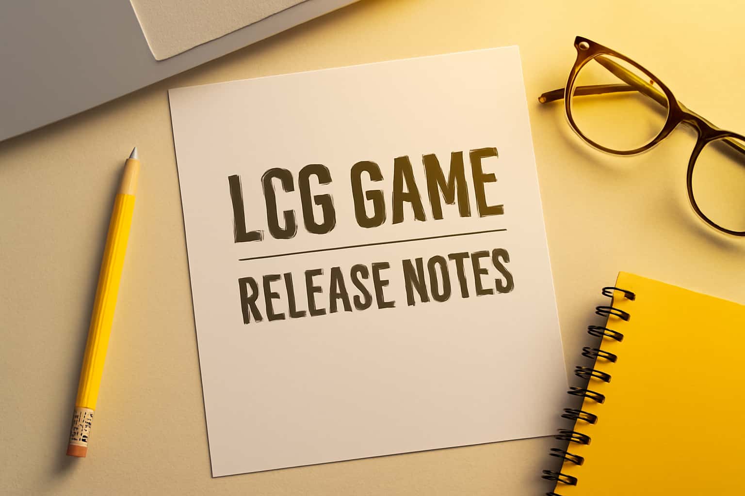 A neutral informational design representing LCG Game Release Notes.