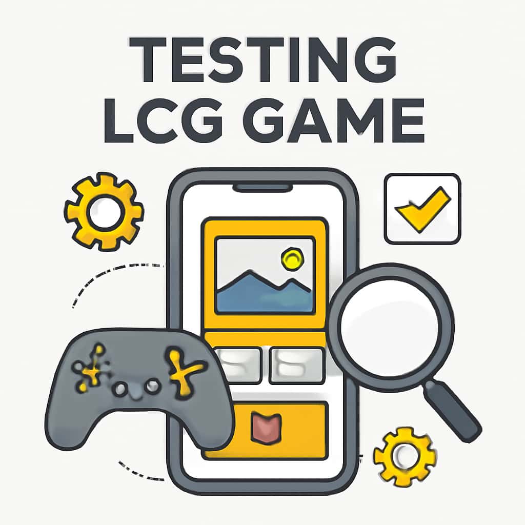 An educational diagram showcasing the testing process for LCG Game on various devices.
