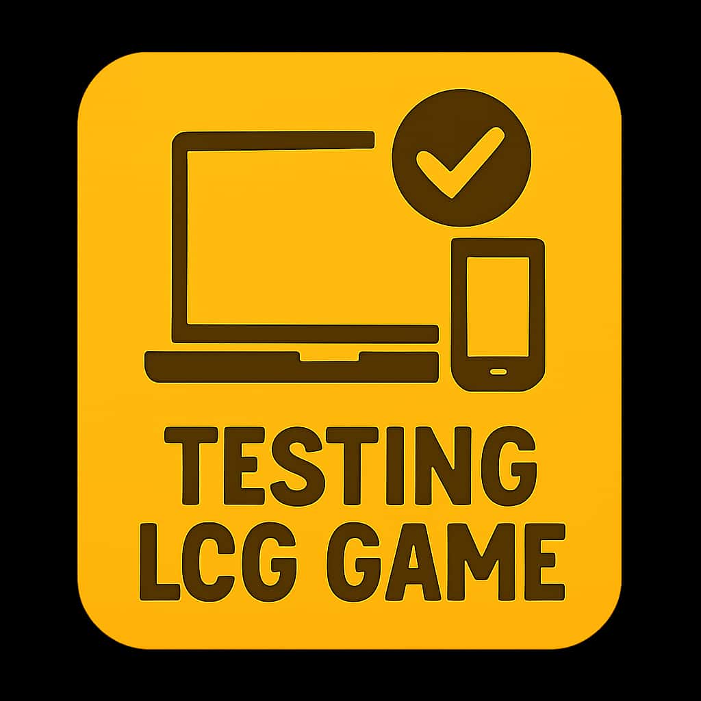 A professional badge for Testing LCG Game on Devices.