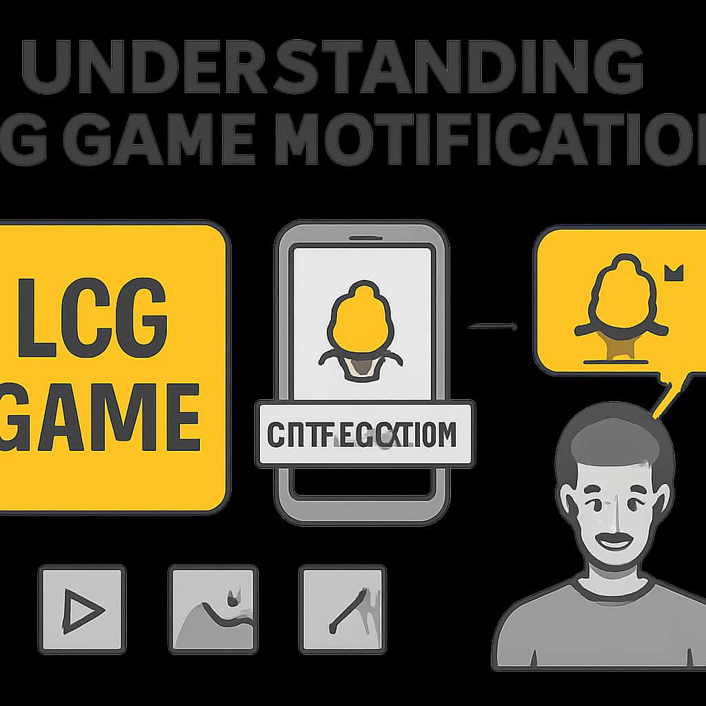 An educational diagram illustrating LCG Game notification types.