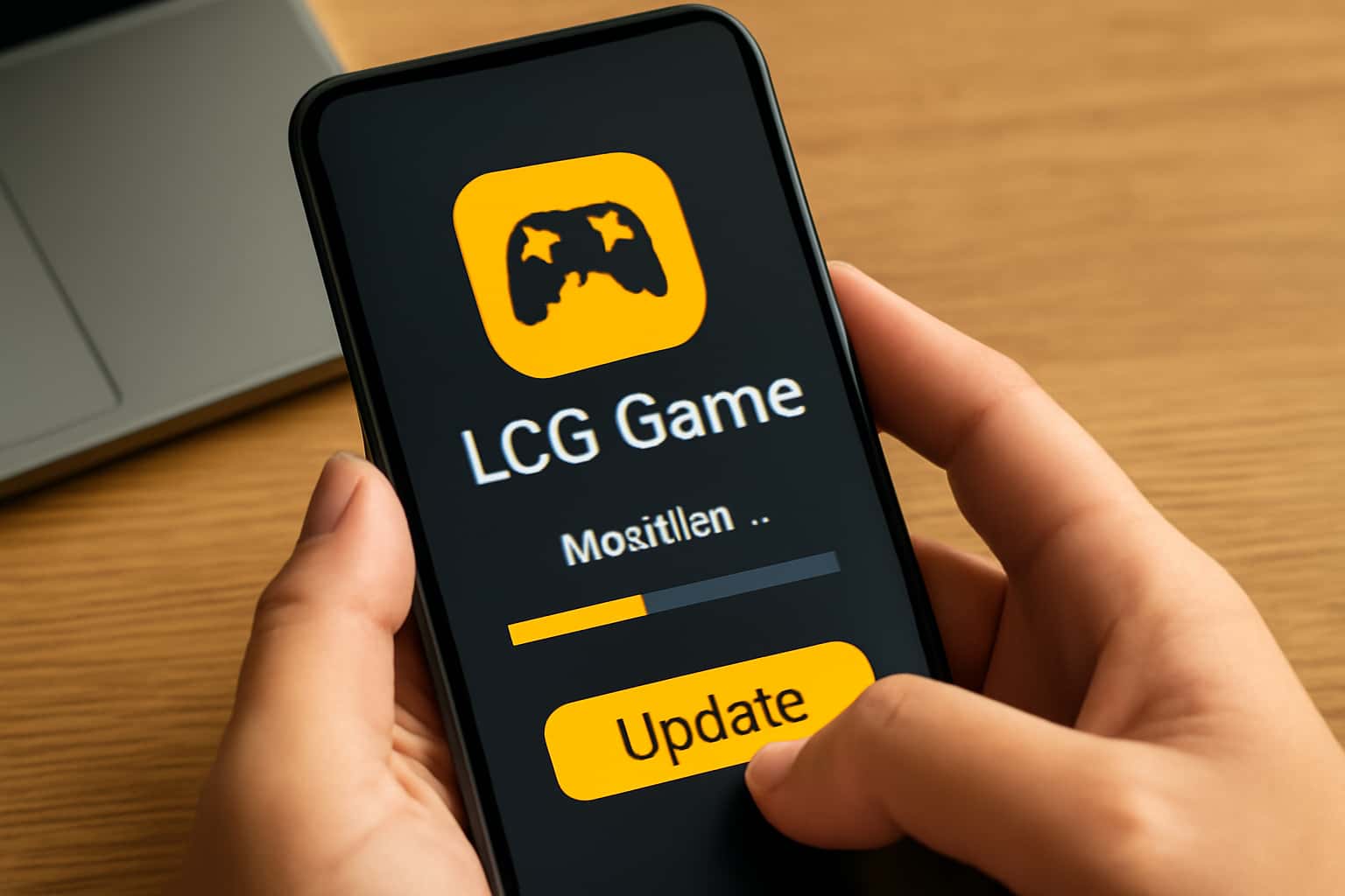 An illustrative representation of the process of updating the LCG Game app.